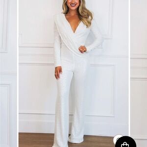 White sequin jumpsuit